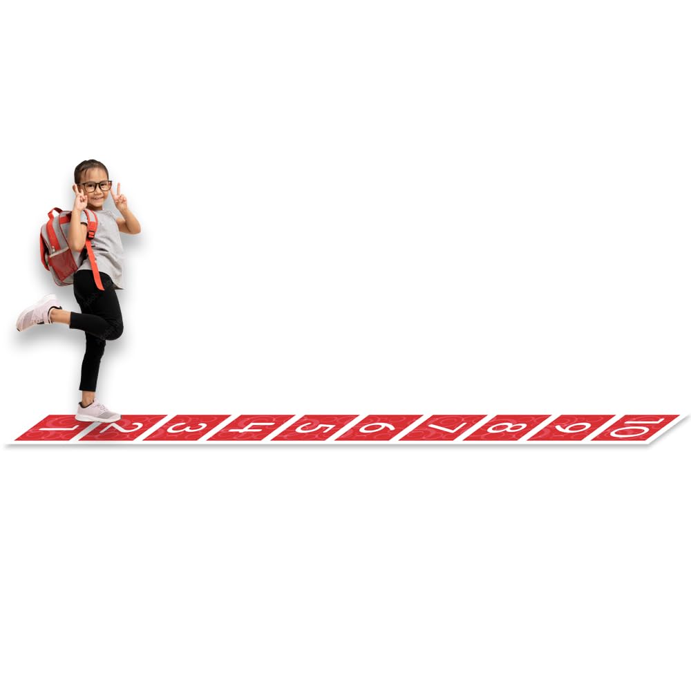 Didax Number Path Floor Mat - Vinyl, Red - Model 211213 for Educational Resources