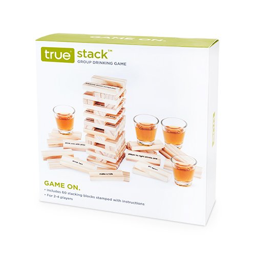True Stack Blocks Game - Indoor Or Outdoor Games For Adults - Adult Drinking Games - Stacking Game With Shot Glasses - Set Of 1
