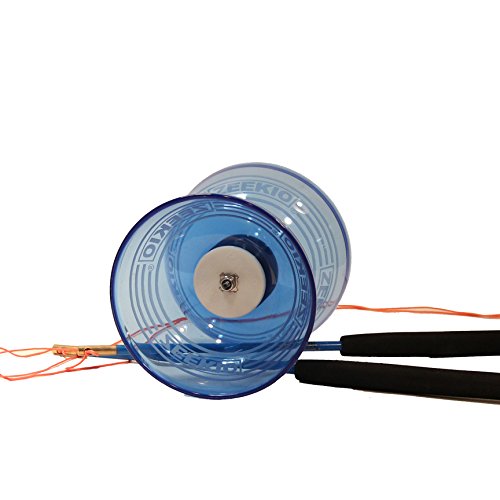 Zeekio Crystal Series Master Spin Diabolo Set- Triple Bearing  Fiberglass Sticks and String (Blue)-New