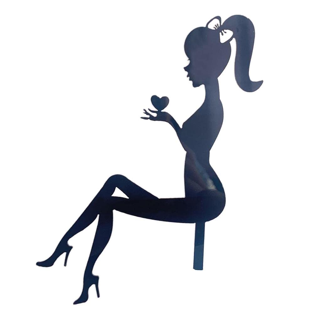 Vms India Diy High Heel Girl Lady Silhouette Wedding Birthday Cake Topper Black Heart