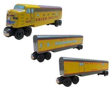 Whittle Shortline Railroad Union Pacific City Of Los Angeles F7 Engine 3 Pc. Wooden Toy Train Set