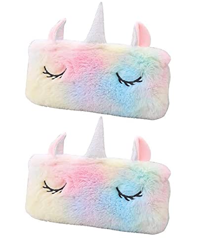 Neel Unicorn Pouches Pencil Cases for Kids Girls Student for Store Pen Pencil Eraser Storage Bag for Make up and Stationery (Fur