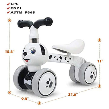 Ygjt Baby Balance Bike Toys For 1 Year Old, Birthday Gifts For Boys And Girls, Silent Wheels & Non-Pedal Baby Walker Riding Toys For 10-36 Months Toddlers, Kids First Bike Gifts Spotty Dog