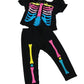 American Fashion World Electric Neon Skeleton Halloween Costume for 18-inch Dolls| enhanced Quality & Trendy Design | Dolls Clothes | Outfit Fashions for Dolls for Popular Brands