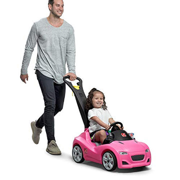Step2 Whisper Ride Cruiser Kids Push Car, Ride On Toy, Stroller Substitute, Includes Seat Belt & Horn, Made Of Durable Plastic, Max Weight 50 Lbs., For Toddlers 1.5-4 Years Old, Pink