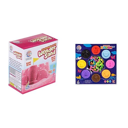 RatnaS Wonder Sand 500 Grams For Play. Smooth Sand For Kids (Pink 500 Grams) And Fantasy Dough Clay 8In1
