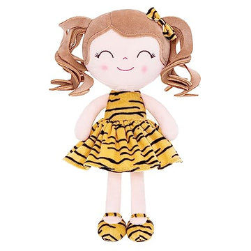 Gloveleya Baby Dolls Soft Snuggly First Baby Girl Gifts Plush Doll with Light Skin & Tiger Dress 12inches Animal Series