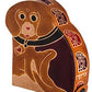 Tzedakah Charity Box Handmade Of Tooled Leather. The Puppy Dog Is Beautiful Saturated With Color And Rich Design. Size 6.00 Inch High. 5.5 Inch Long And 1.5 Inch Wide.