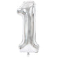Toniful 40 Inch Silver Large Numbers Balloons 0-9, Number 1 Digital 1 Helium Balloons, Foil Mylar Big Number Balloons For Birthd