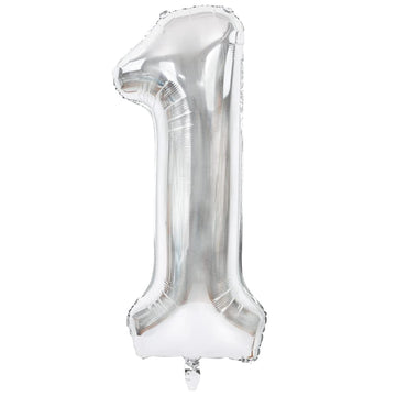 Toniful 40 Inch Silver Large Numbers Balloons 0-9, Number 1 Digital 1 Helium Balloons, Foil Mylar Big Number Balloons For Birthd