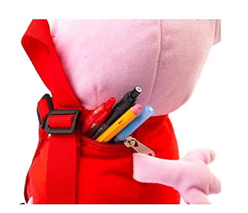 Peppa Pig Plush Backpack - 12" Pink Red Polyester - Kids' Backpack, Model SG_B01N4BX3HE