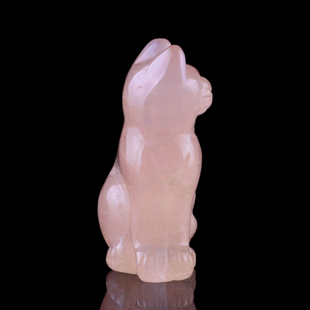 Rose Quartz 2.0Inch Cat Statue Feng Shui Crafts Natural Stone Carved Figurine Chakra Carving Stones Healing Reiki