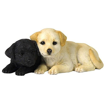 4.75 Inch Labrador Puppies Decorative Statue Figurine, Tan And Black