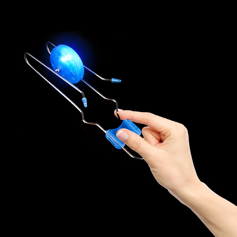 The Dreidel Company Light-Up Gyro Wheel Yo-Yo, 8.5" Sensory Spinning Toy, Blue/Red, Perfect Stocking Stuffer for Kids