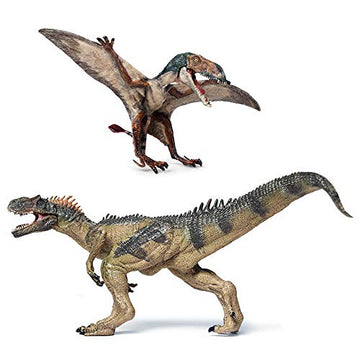 Eoivsh 2 Pack Dinosaur Toy Pterosaur & Allosaurus, Realistic Educational Plastic Dinosaur Figures, Plastic Wildlife Animal Model Figurines For Funny Collection, Birthday Gifts, Party Favor