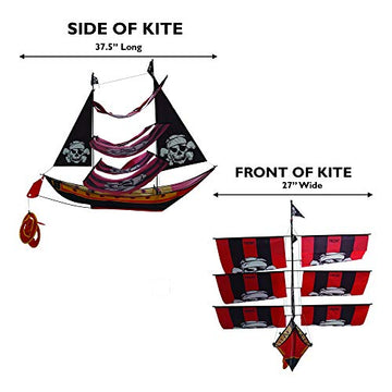 Windnsun Super Size 3D Nylon Pirate Ship Kite, 37 Inches Tall