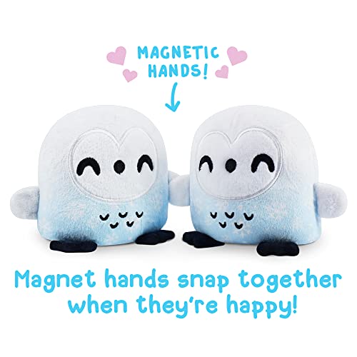 TeeTurtle - Plushmates - Magnetic Reversible Plushies that hold hands when happy - Snowy Owl - Huggable and Soft Sensory Fidget