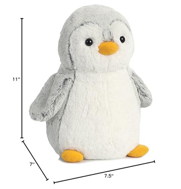 Aurora® Playful Pompom Penguin™ Stuffed Animal - Vibrant Companions - Endless Fun - Gray 11.5 Inches