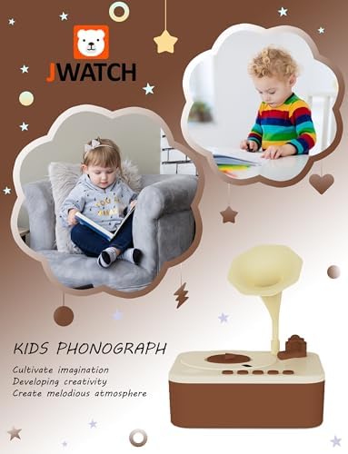 Jwatch Kids Phonograph With 96 Colorful Cards Learning Sensory Toy Ideal Entertainment For Boys And Girls Aged 3-6 Kids Phonogra