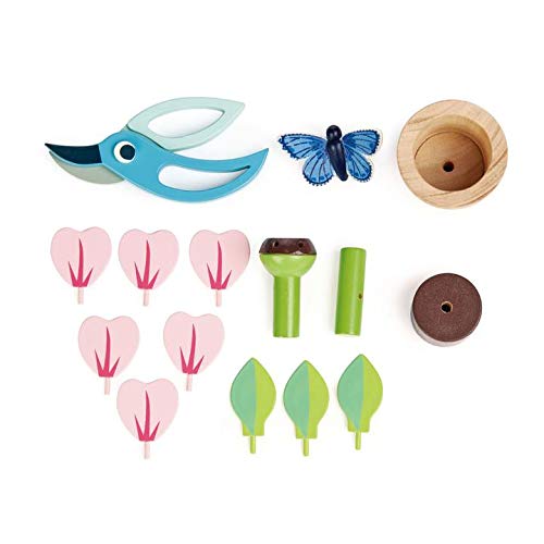 Tender Leaf Toys - Blossom Flowerpot Set - Indoor Garden Pretend Play Wooden Toy With Removable Leaves And Petals - Educational, Creative And Basic Life Learning Skills Fun For Children 3+