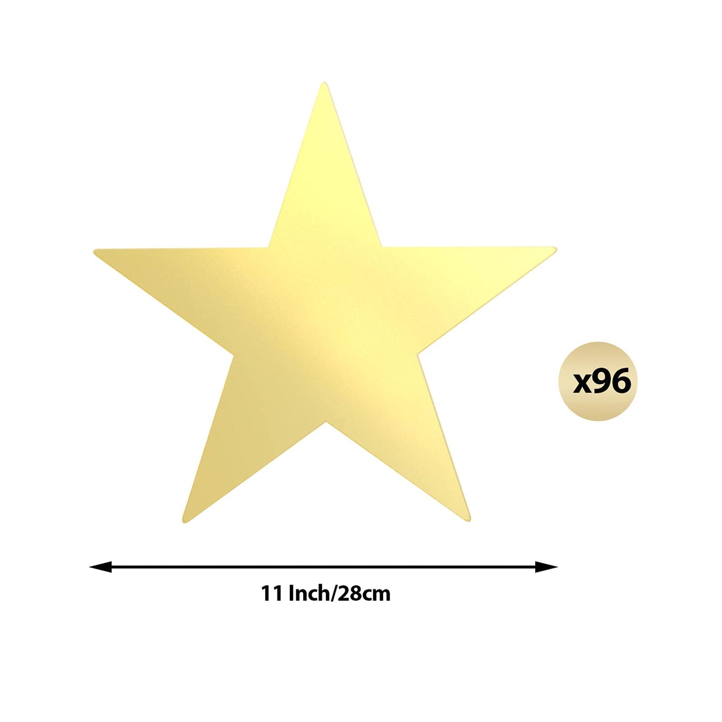 Outus 96 Pieces 11 Inch Large Gold Stars Cutouts Gold Stars Decoration Double Printed Paper Stars for Wedding Bulletin Board Dec