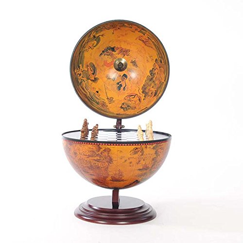 Old Modern Handicrafts 13-Inches Red Globe With Chess Holder - Handcrafted From Wood - An Exotic World Globe For Home & Office Or Any Space -15.0L X 13.0W X 19.0H Inches