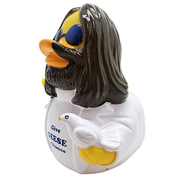 CelebriDucks Floating Rubber Ducks - Give Geese A Chance - Small Yellow Collectible Bath Toy Gift for Kids & Adults