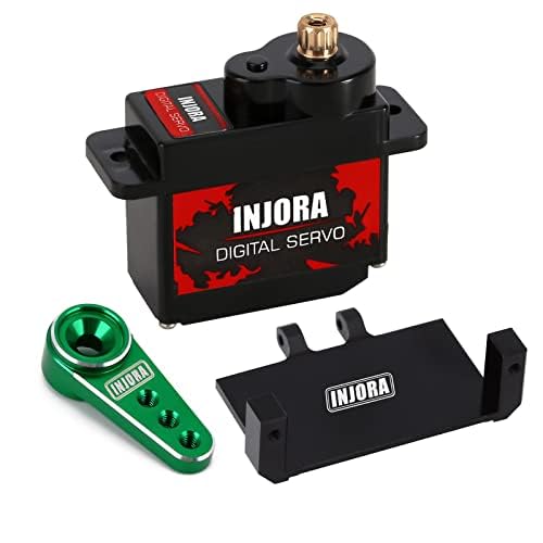 INJORA RC Servo 12g Digital V2 Servo with Metal Mount and 15T Arm for AX24 Axial SCX24 Car Model Upgrade Parts(Green)
