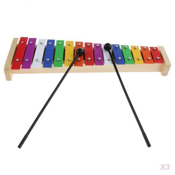 Calandis 3 Pieces 15 Notes Kids Piano Toys Xylophone Colorful Toys Sound Brick Wood | Mallet Percussion | Orchestral Percussion 