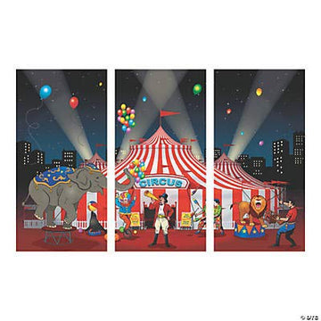 Fun Express Circus Big Top Tent Banner - 9 Feet Long - Carnival Birthday Party Decor and Supplies - VBS Vacation Bible School Su
