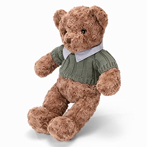 Riuhot Plush Teddy Bear With Shirt, Soft Stuffed Plushie Toys Gifts For Girlfriend Boyfriend Kid, 19.7 Brown Teddy Bear