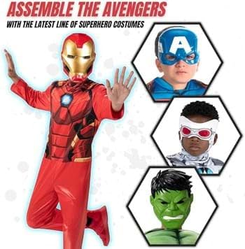 Marvel Iron Man Official Youth Halloween Costume - Premium Quality Fabric Jumpsuit With Printed Design And Plastic Mask (L) Red