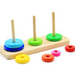 Pioneering Wooden Tower of Hanoi Toy - 8 Rings, Solid Wood, Berry Color