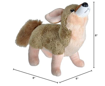 Wild Republic Wild Calls Coyote, Authentic Animal Sound, Stuffed Animal, Eight Inches, Gift For Kids, Plush Toy, Fill Is Spun Recycled Water Bottles, 6' (23313)