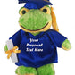 Plushland Plush Stuffed Animal Toys 12 Inches Present Gifts for Graduation Day  Personalized Text  Name or Your School Logo on Gown  Best for Any Grad School Kids (Graduation Frog Blue Gown)
