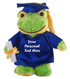 Plushland Plush Stuffed Animal Toys 12 Inches Present Gifts for Graduation Day  Personalized Text  Name or Your School Logo on Gown  Best for Any Grad School Kids (Graduation Frog Blue Gown)