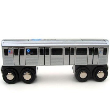 Muni Pals Munipals New York City Subway Wooden Railway (B Division) C Train/8 Avenue Local–Child Safe And Tested Wood Toy Train
