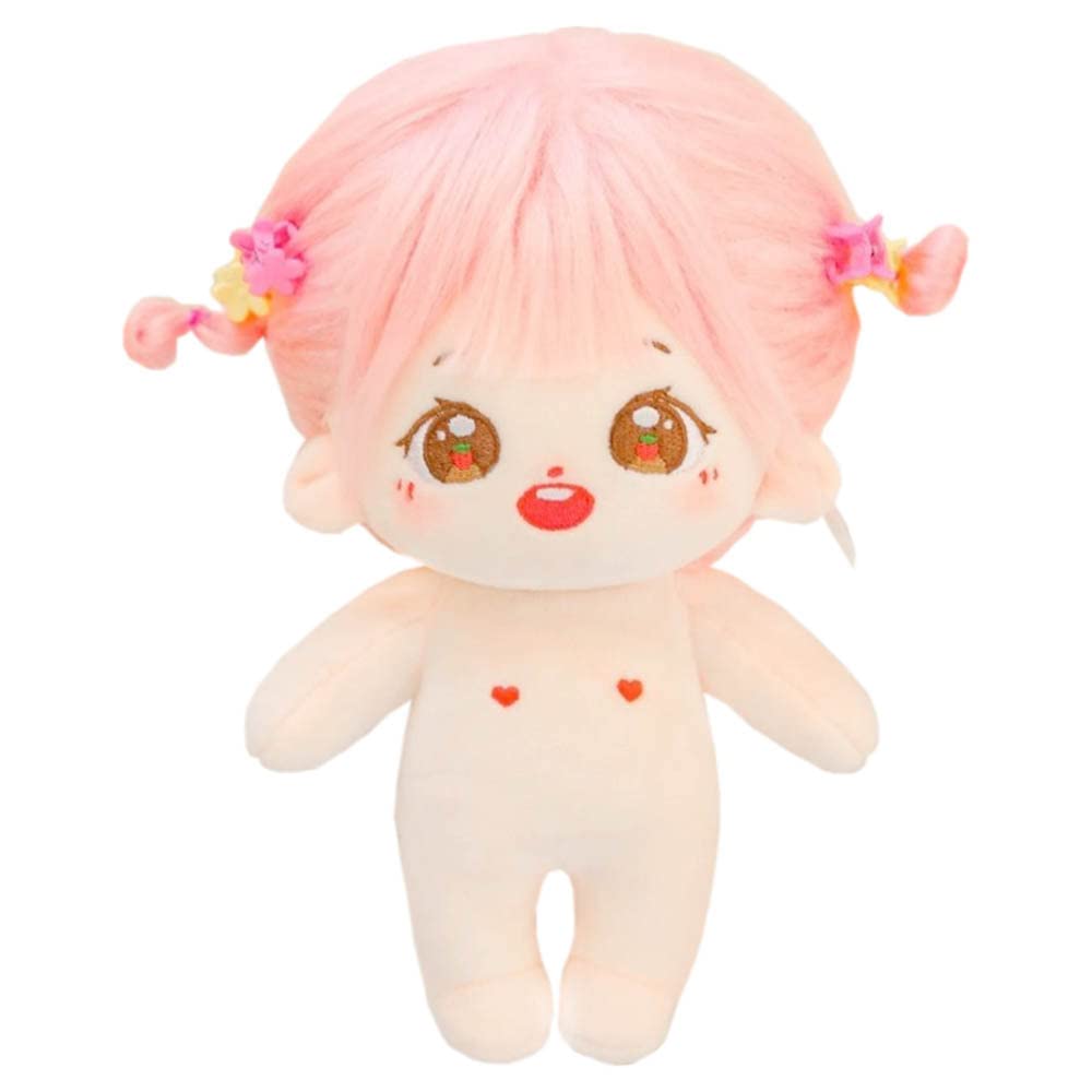 Niannyyhouse 20Cm Plush Doll Strawberry Eyes Girl Humanoid Stuffed Body No Attribute 8'' Normal Body Wearable Clothing Dress Up 