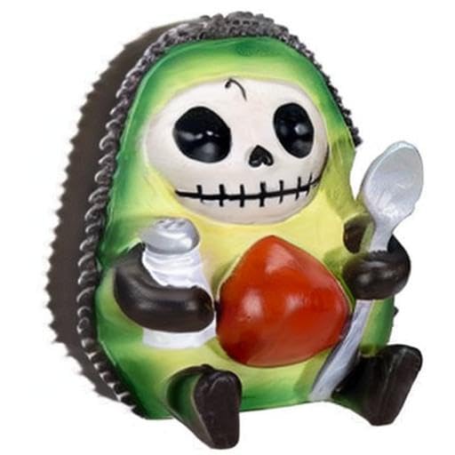 SUMMIT COLLECTION Furrybones HASS Signature Skeleton in Avocado Costume Holding onto a Salt Shaker and Spoon