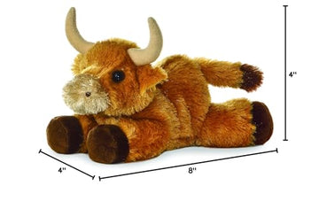 Aurora Adorable Mini Flopsie Toro Stuffed Animal - Playful Ease - Timeless Companions - Brown 8 Inches