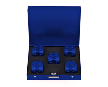 Ds.Distinctive Style Aluminum Alloy Dice 5 Pieces 16Mm Portable Metal Dices With Case 6 Sided Dice For Party Game (Blue Square)