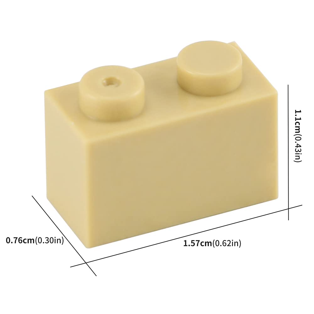 Feleph 1x2 Bricks Bulk 450 Pieces Tan Classic Basic Parts Sand Building Creative Play Set Blocks Toy Accessories Compatible with