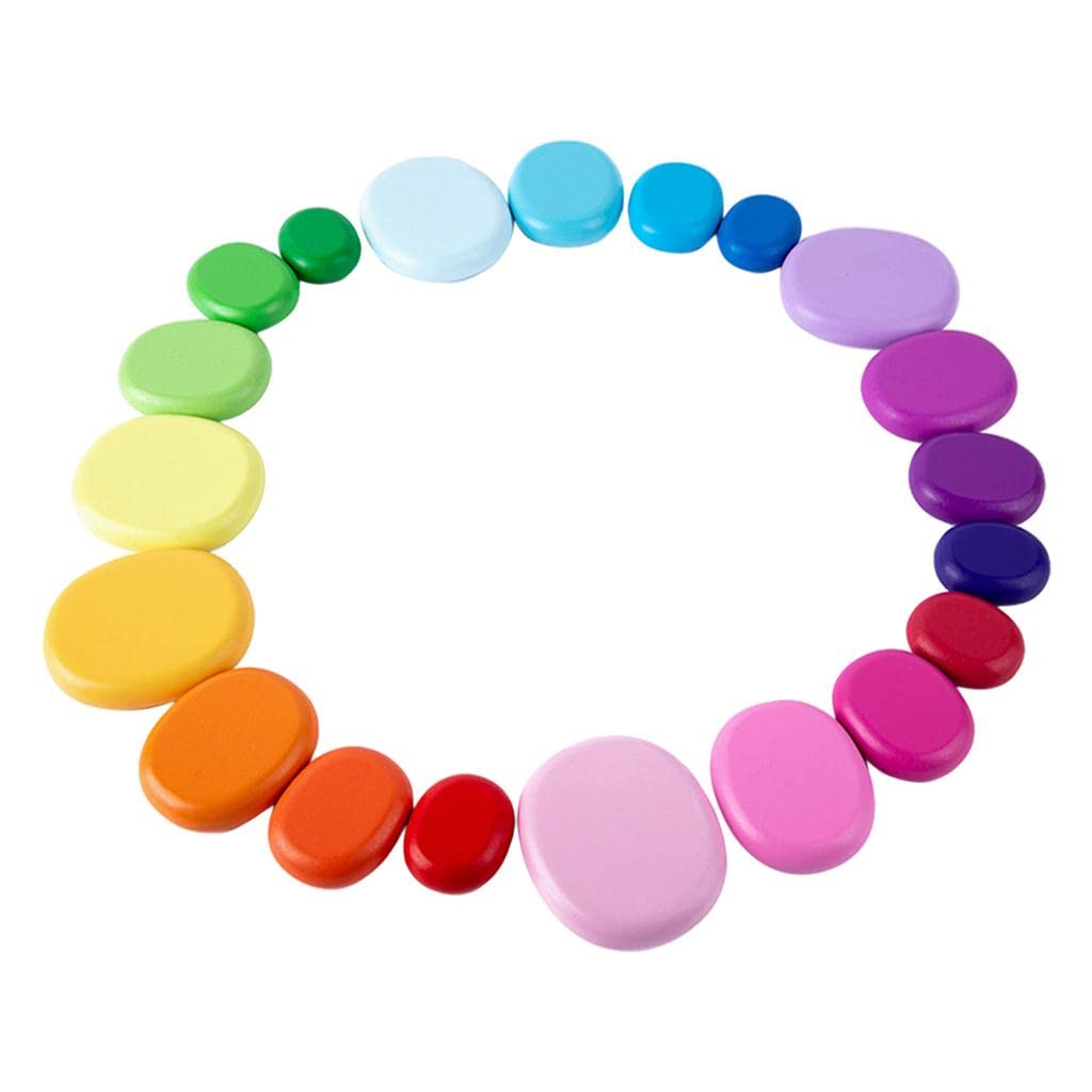 Bnf Wood Stacking Blocks Balancing Stone For Boy And Girl Fine Motor Skill Toy 20Pcs Rainbow Baby | Toys For Baby | Developmenta