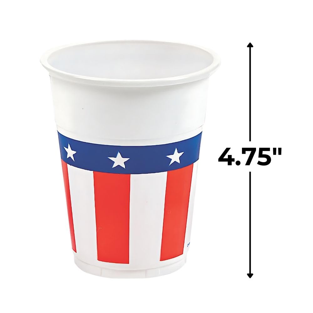 Patriotic Design Disposable Cups, Bulk 50 Pack - USA Fourth of July Party Supplies