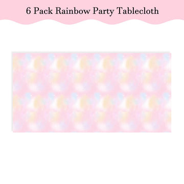 6 Pieces Pastel Rainbow Tablecloth, Plastic Disposable Rectangle Table Cloths for Parties, Pink Birthday Decorations Baby Shower