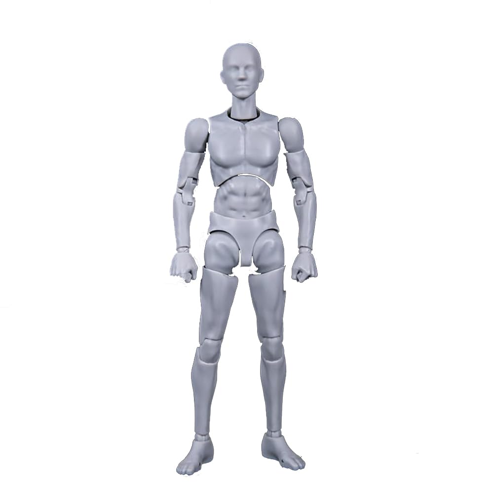 Souforce 1:12 Scale Male Figure Body 6In Flexible Grey Pocket Series Drawman Action Figure Doll Miniature Figure Collection