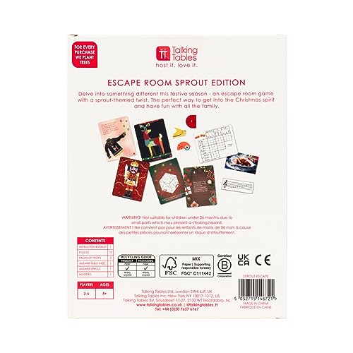 Talking Tables Kids Escape Room Game - Christmas Sprout Edition, Fun Paper Tabletop Game for Family Dinner & Secret Santa