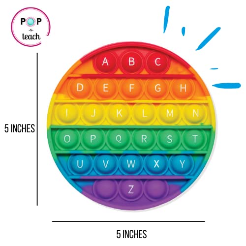 Pop-N-Teach Alphabet Pop It Rainbow Fidget Toy With Letters - 1St Grade Classroom Must Haves- Round Bubble Abc Pop Its - Popits For Kids - Toddlers Poppers Sensory Learning Toy