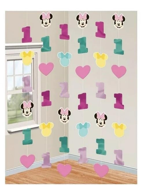 Amscan 670594 Disney Minnies Fun to be One String Decorations, Birthday 6 ct