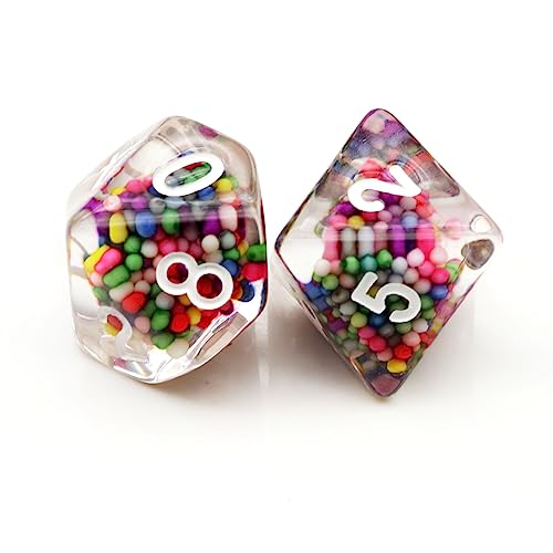 Haxtec DND Dice Set 7PCS Filled Resin Dice Rainbow Polyhedral D&D Dice for Roleplaying Dice Games Compatible with Dungeons and D
